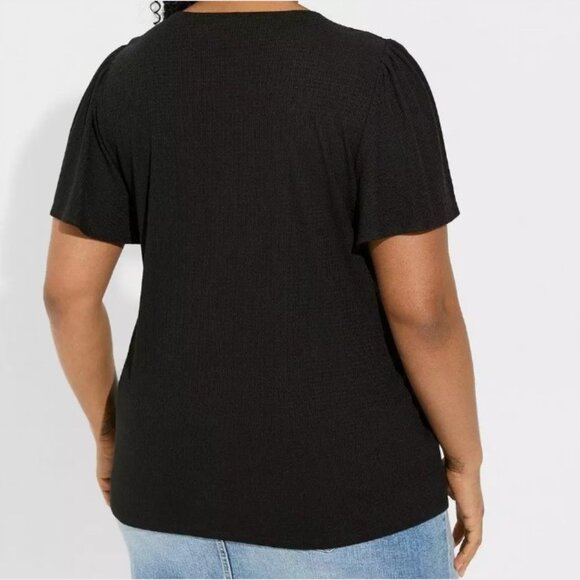 Lace Neck Flutter Sleeve Top by Torrid, black, size 3 - Picture 6 of 7